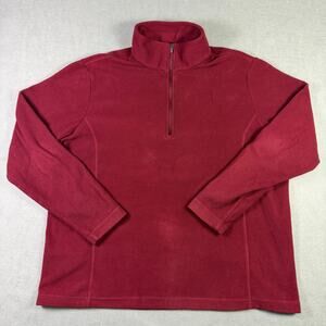 Lands’ End Women’s Red Fleece Quarter Zip Pullover Sweatshirt Size L/P